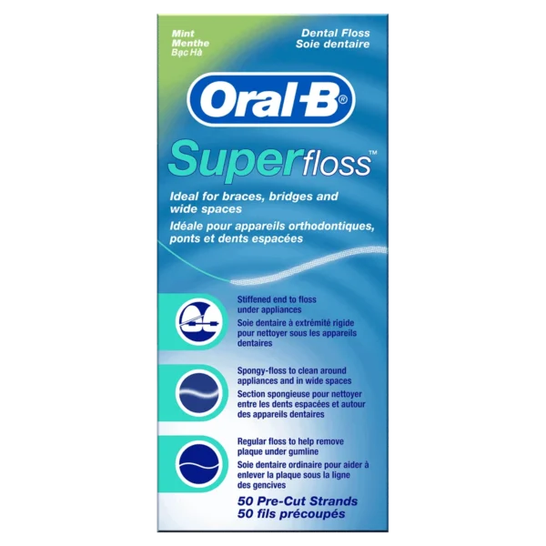 Oral-B Super Floss Mint Dental Floss for Braces Bridges